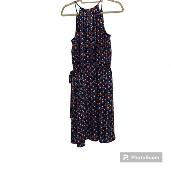 41 Hawthorn Tammi Sailboat Print Red/ White/Blue Mini Halter Dress Size Medium - Picture 2 of 9
